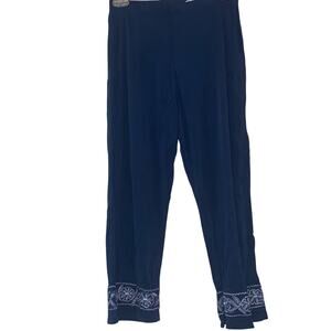 Didi Blue Capri Lounge Pants with Embroidery